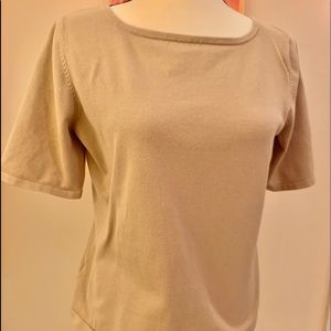 Ann Taylor Beige part silk knit top Large